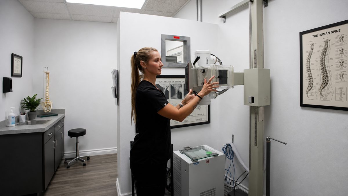 A low-dose digital X-ray being taken